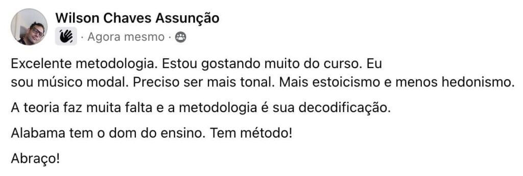 Relato real de aluno sobre o ensino de Mauricio Alabama — 14
