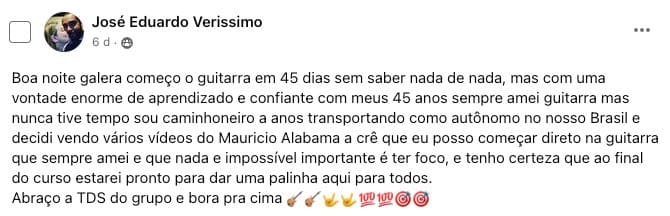 Relato real de aluno sobre o ensino de Mauricio Alabama — 15