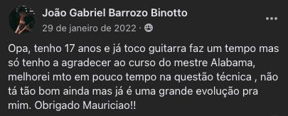 Relato real de aluno sobre o ensino de Mauricio Alabama — 18